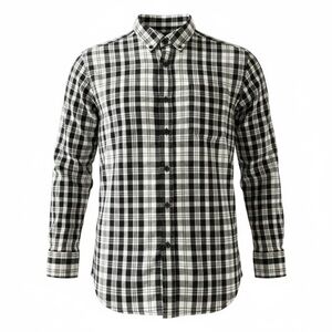 Vintage L.L. Bean Men's Scotch B&W Flannel Plaid Button Down Shirt - Large Tall